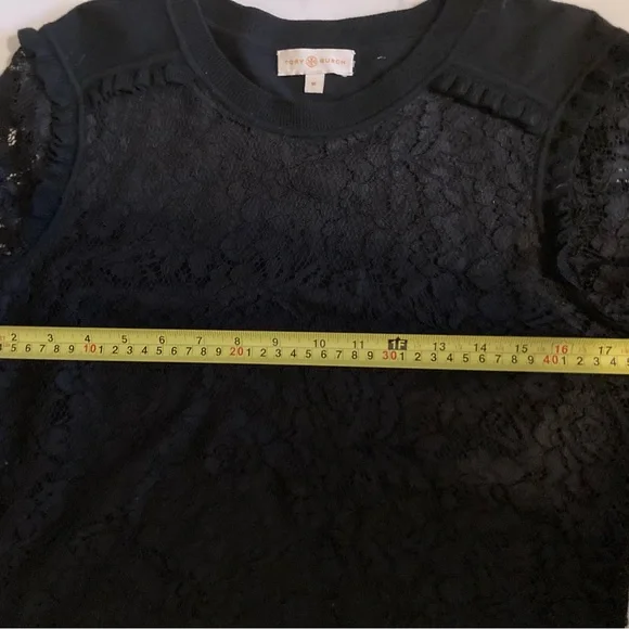 Tory Burch Black Lace and Knit Sweater Top Size Medium - Picture 11 of 11